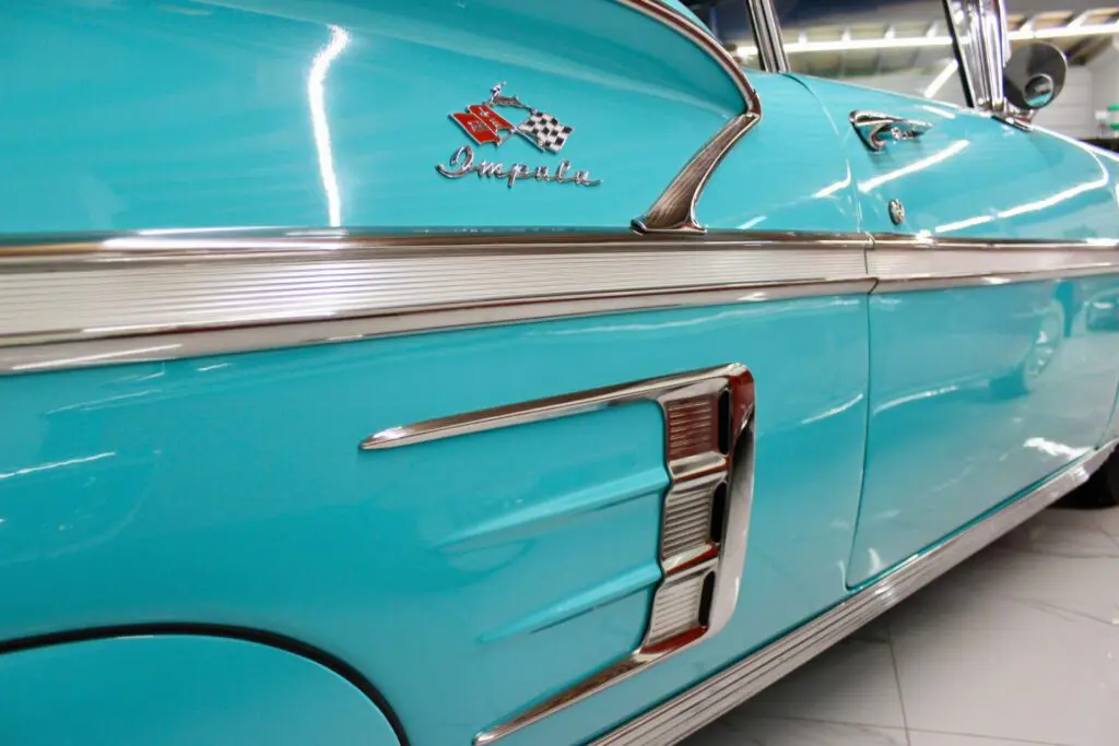 Right side of a blue Impala