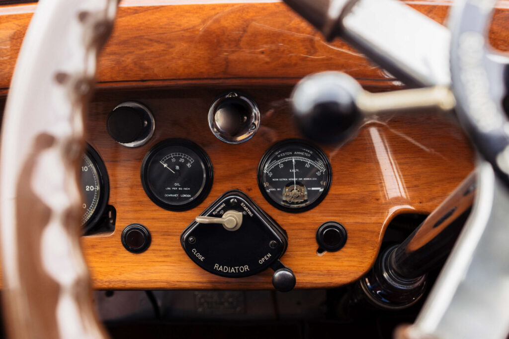 Close up of the different monitors on the dashboard.