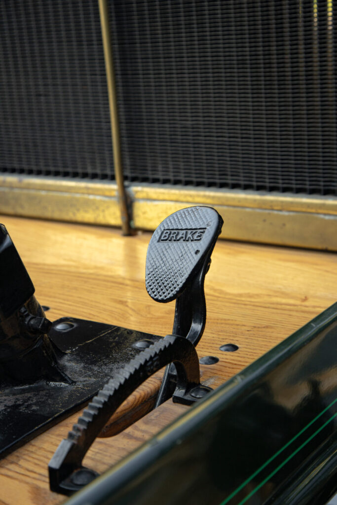 Close up of the brake pedal