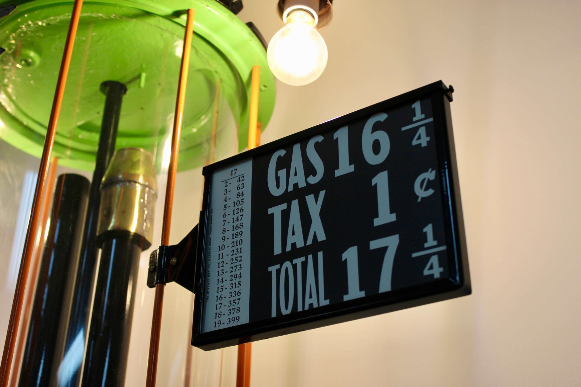 Close up of a sign that show the price of gas per gallon in cents