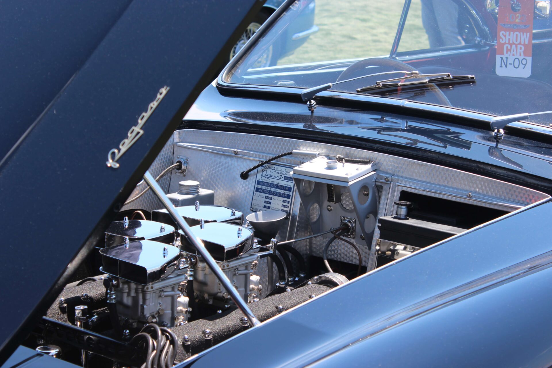 Engine of a Pegs car pictured in the car.