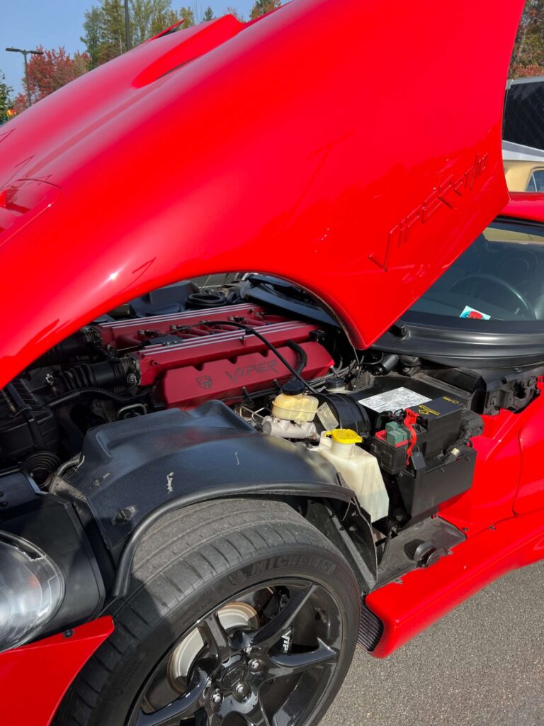 Viper engine pictured in a red car